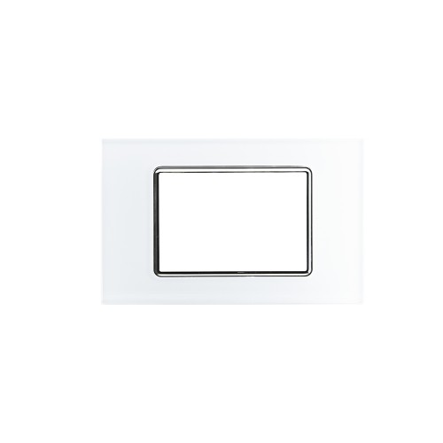 PLACCA 3 POSTI VETRO BIANCA 8003BL-1 COMPATIBILE LIVING