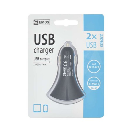Caricabatterie da Auto per Presa Accendisigari 10W con Doppia Porta USB | EMOS V0212