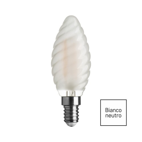 LAMPADINA LED FILAMENTO TORTIGLIONE SATINATO E14 6.5W (60W) 4000K SHOT WLD2006T3S