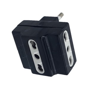 Adattatore Triplo Prese Bipasso 10-16A Spina 10A Nero 2