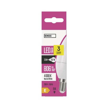 LAMPADINA LED OLIVA 7.3W (60W) E14 4100K 806LM EMOS ZQ3231