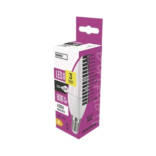 LAMPADINA LED OLIVA 7.3W (60W) E14 4100K 806LM EMOS ZQ3231