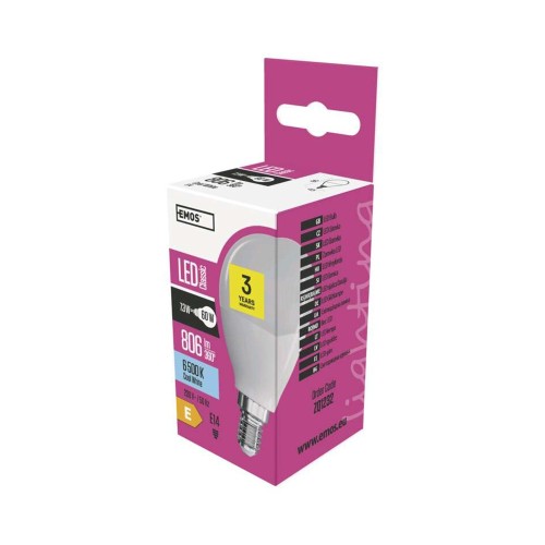 LAMPADINA LED SFERA 7.3W (60W) E14 6500K 806LM EMOS ZQ1232
