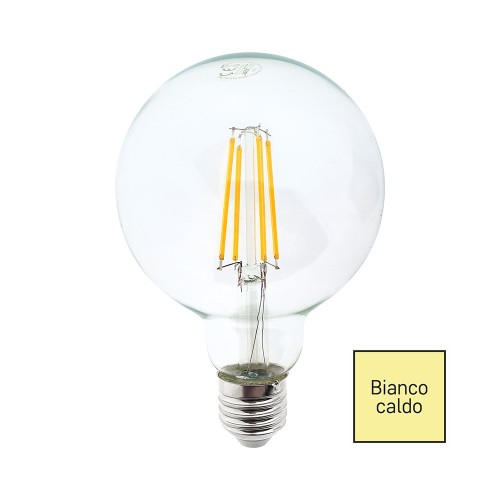 LAMPADINA LED FILAMENTO GLOBO G95 8W E27 2700K TRASPARENTE