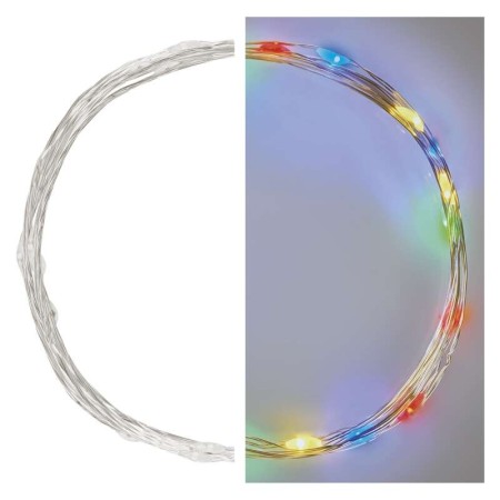CATENA NANO 20 LED MULTICOLOR 1,9MT FILO ARERGENTO A BATTERIE