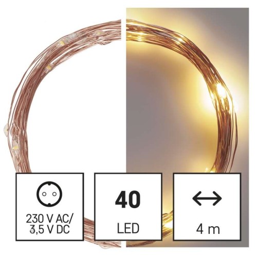 Catena NANO LED: 40 LED Caldi, Timer,... Catena NANO LED: 40 LED Caldi, Timer,...