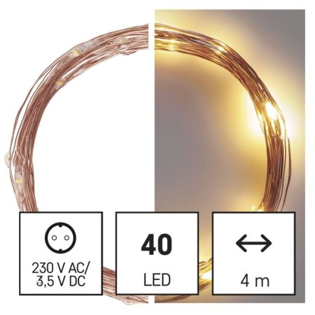 Catena NANO LED: 40 LED Caldi, Timer, 4mt, Esterno | Emos D3AW01