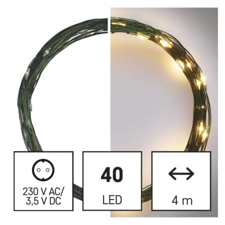 Catena LED Filo Verde: 40 Luci Calde Timer 4m | EMOS D3AW03