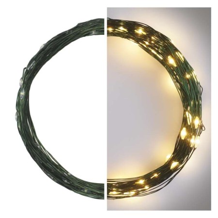 Catena nano LED 75 luci bianco caldo cavo verde 7,5 metri timer automatico 230V albero Natale siepe giardino EMOS D3AW04