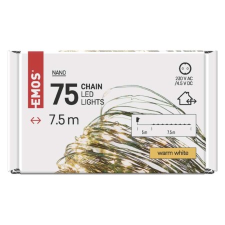 Catena NANO LED: 75 LED Caldi, Timer, 7,5mt Interno/Esterno | EMOS D3AW04