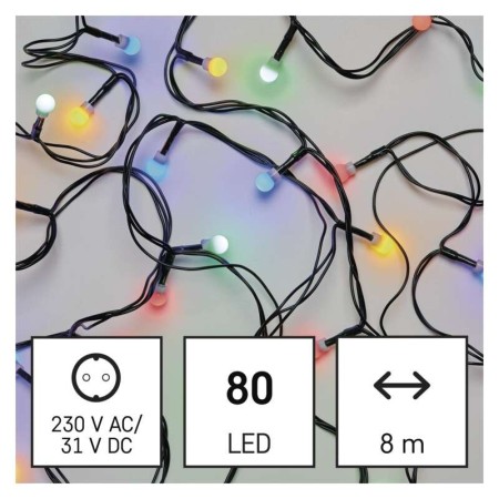 Catena Luminosa LED 80 CHERRY Multicolore, 8mt, Timer, Esterno | Emos D5AM