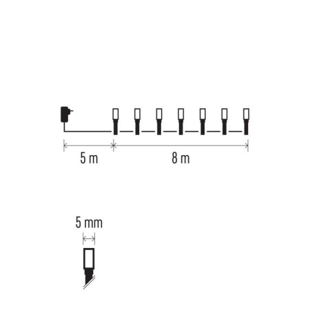 CATENA LUMINOSA 80 LED MULTICOLOR 8MT C/TIMER IP44 INTERNO ESTERNO