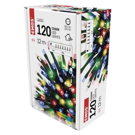 CATENA LUMINOSA 120 LED MULTICOLOR 12MT C/TIMER IP44 INTERNO ESTERNO