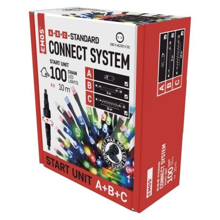 CATENA LUMINOSA 100 LED LUCE MULTICOLOR C/TIMER 10MT IP44 INTERNO ESTERNO