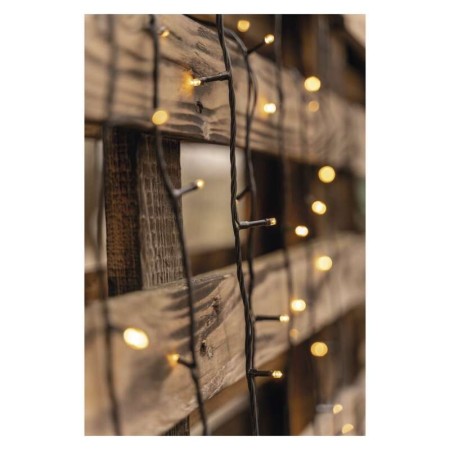 CATENA LUMINOSA 100 LED LUCE BIANCA CALDA C/TIMER 10MT IP44 INTERNO ESTERNO