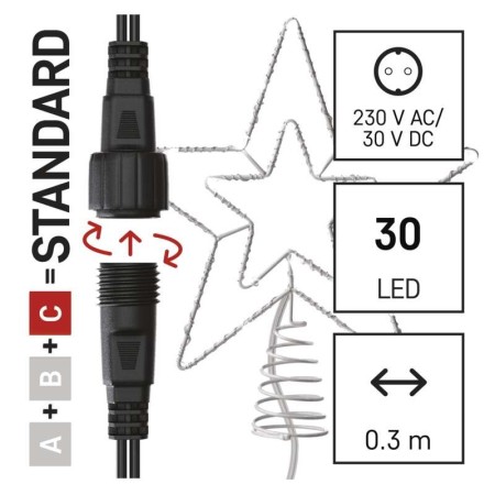 Stella di Natale LED h28.5cm Luce Fredda - Interni/Esterni, Alimentatore Escluso | EMOS D1ZC01