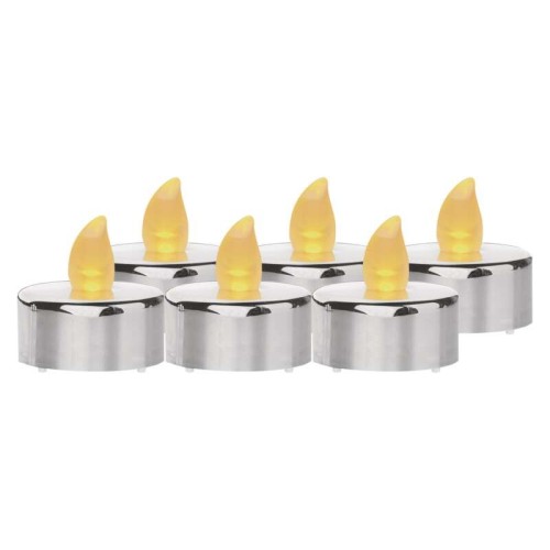 Candeline LED decorative Argento conf. 6 pz a Batterie | Emos DCCV12