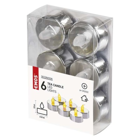 Candeline LED decorative Argento conf. 6 pz a Batterie | Emos DCCV12
