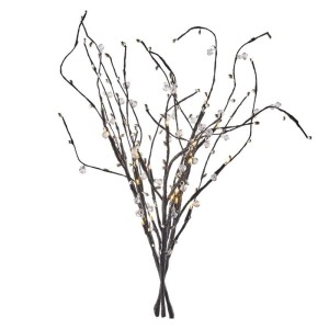 Decorazione Natalizia LED Rametti con Perle 60 cm, Luce Bianca Calda da Interno con Timer 2