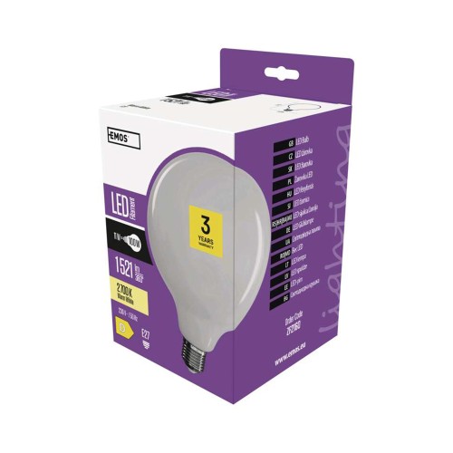 Globo LED filamento d.125 11W (100W) 2700K vetro opale |  Emos ZF2160