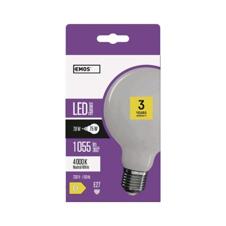 Globo LED filamento d.95 7.8 (75W) 4000K vetro opale | Emos ZF2151