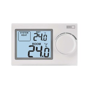 Termostato caldaia semplice EMOS P5604 display LCD grande 77mm numeri 15mm rotella manuale certificato CE installazione facile