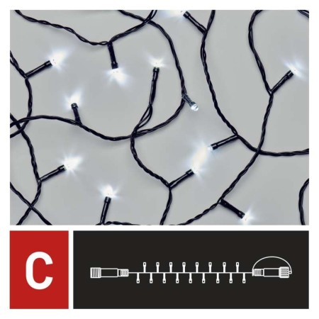 CATENA LUMINOSA 100 LED LUCE FREDDA 10MT CONNECT SYSTEM INTERNO ESTERNO EMOS D1AC03