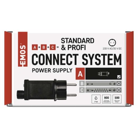 ALIMENTATORE PER LUCI NATALIZIE CONNECT SYSTEM PER SERIE STANDARD & PROFI NERO IP44 EMOS D1ZB05