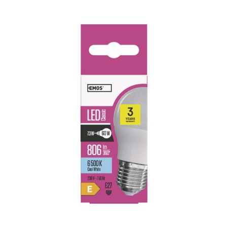LAMPADINA LED SFERA 7.3W (60W) E27 6500K 806LM EMOS ZQ1132