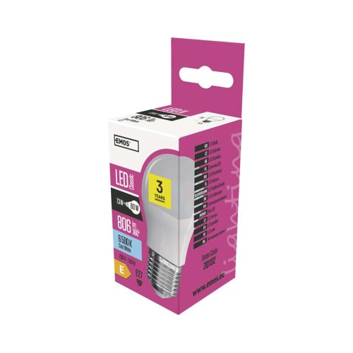 LAMPADINA LED SFERA 7.3W (60W) E27 6500K 806LM EMOS ZQ1132