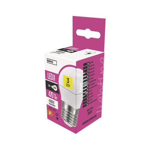 LAMPADINA LED SFERA 5W E27 4100K...