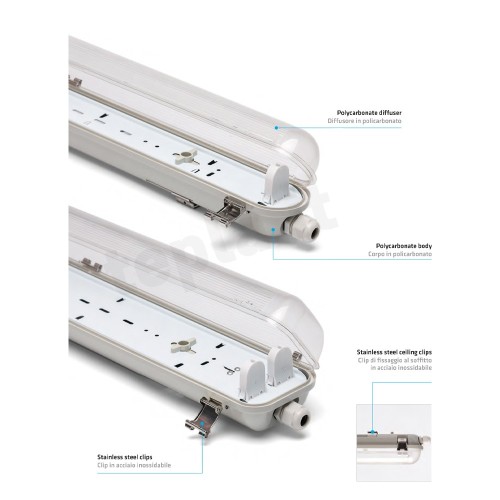 PLAFONIERA STAGNA PER 1 TUBO LED 60CM... PLAFONIERA STAGNA PER 1 TUBO LED 60CM...