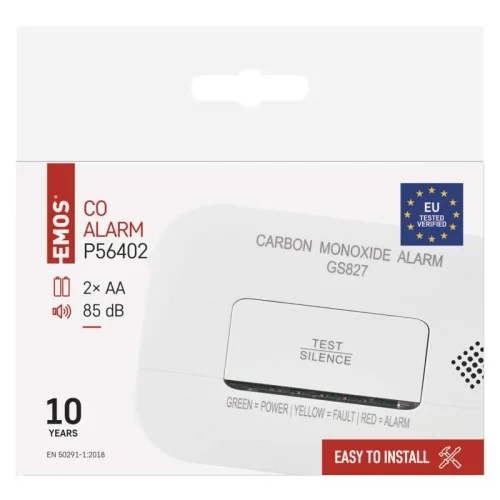 Confezione blister EMOS GS827 con logo CE e durata 10 anni