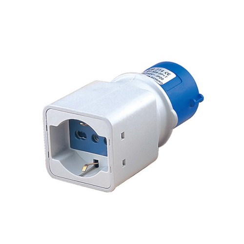 Adattatore Industriale Spina 2P+T 220V a Presa Universale (Bipasso 10/16A e Schuko) | Ecova 20553