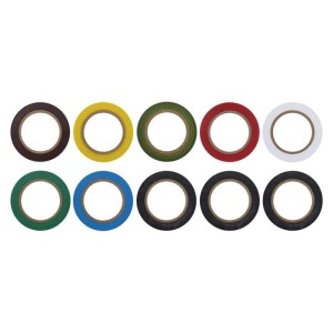 Confezione da 10 rotoli di nastro isolante PVC 15mm x 10m, colori assortiti. 2