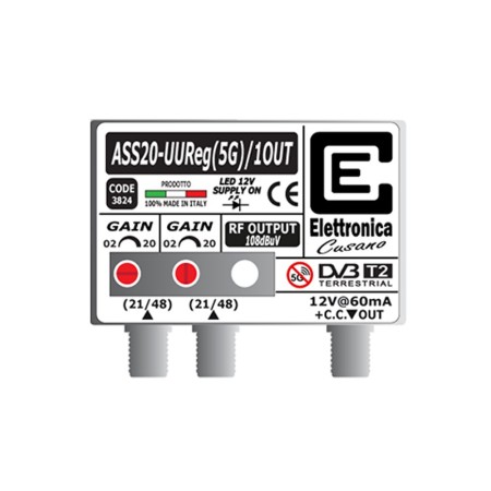 Amplificatore TV 20dB con filtro Lte 5G, 1 uscita, Elettronica Cusano ASS20-UUREG Amplificatore TV 20dB con filtro Lte 5G, 1 uscita, Elettronica Cusano ASS20-UUREG