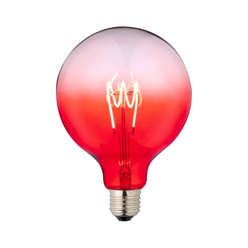 Lampadina LED globo D125 rossa sfumata, dimmerabile.