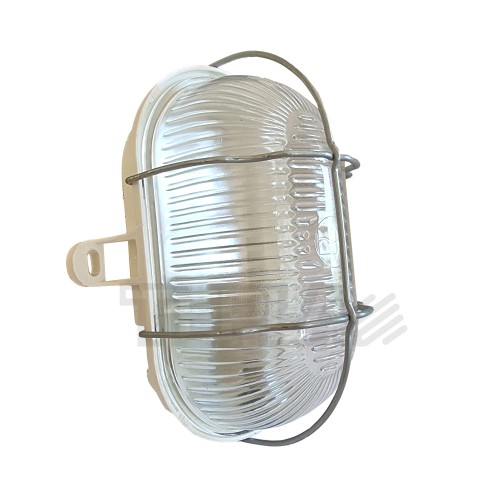 Plafoniera ovale E27 60W tartaruga bianca griglia in metallo IP44