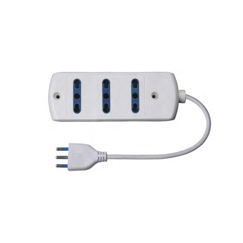 Multipresa Bianca 3 Posti Bipasso, Spina 16A, Cavo 1,5m, 3500W | Ecova 30053