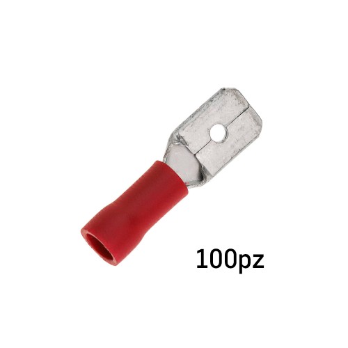 CAPICORDA PREISOLATO FASTON MASCHIO 6.3X0.8MM ROSSO100PZ