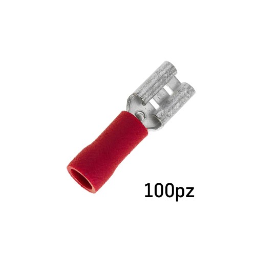 CAPICORDA PREISOLATO FASTON FEMMINA 6.3X0.8MM ROSSO 100PZ