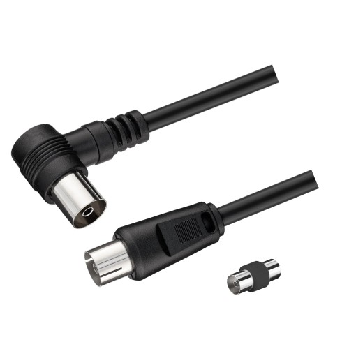 Prolunga TV 3m Maschio-Femmina 90° con Adattatore | Colore Nero