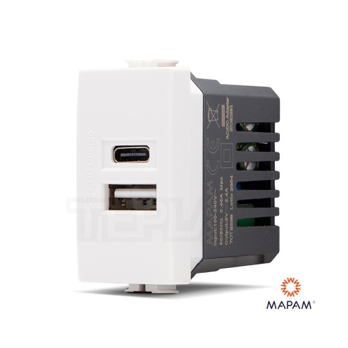 Presa doppia USB A+C JOY compatibile Matix - Mapam 533B