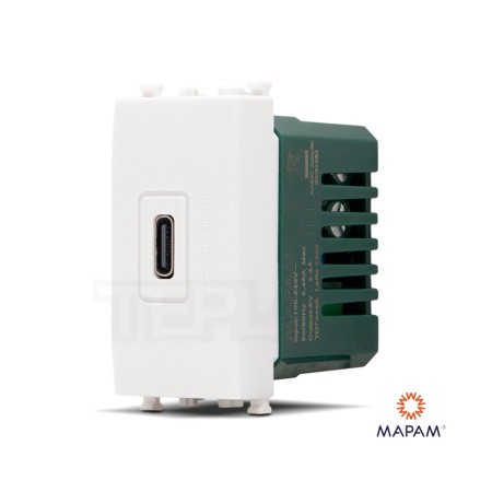 Presa USB C 636B serie GEM Mapam compatibile Vimar Plana