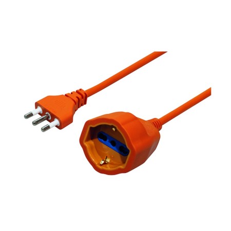Prolunga da giardino arancione 15mt presa Schuko bivalente spina italiana 16A