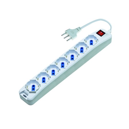 Multipresa Bianca 7 Prese Schuko con Interruttore, Spina 16A, Cavo 1,5m, 3500W | 38.1030207E