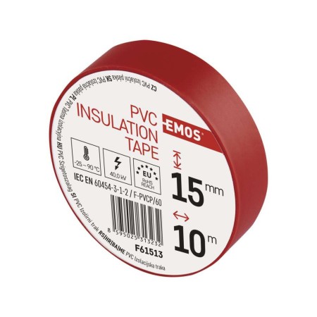 Nastro isolante 10x15mt rosso 0,13 norma ROHS e REACH EMOS F61513