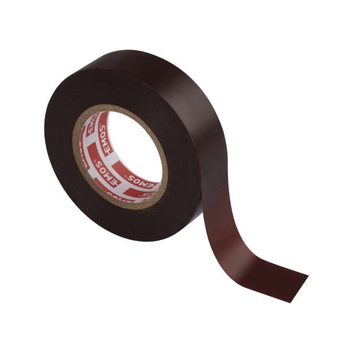 Nastro isolante PVC marrone 19mm x 20m, spessore 0.13mm, autoestinguente e certificato CEI EN 60454.