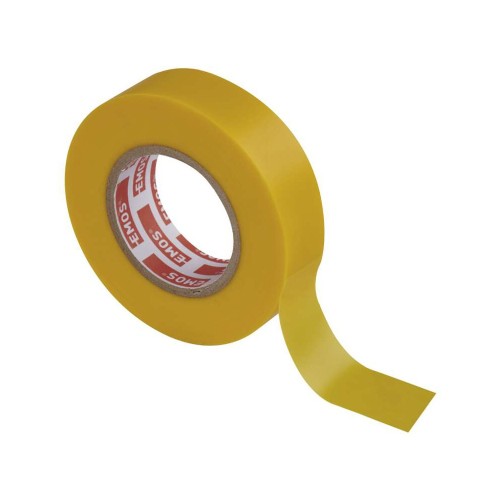 Nastro isolante PVC giallo 19mm x 20m, spessore 0.13mm, autoestinguente e certificato CEI EN 60454.