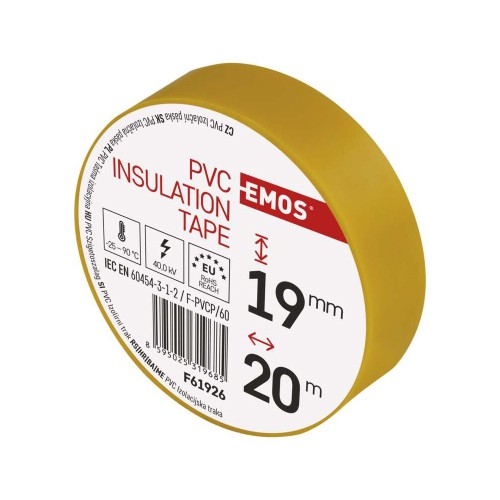 Nastro Isolante PVC Giallo 19mm x 20m... Nastro Isolante PVC Giallo 19mm x 20m...